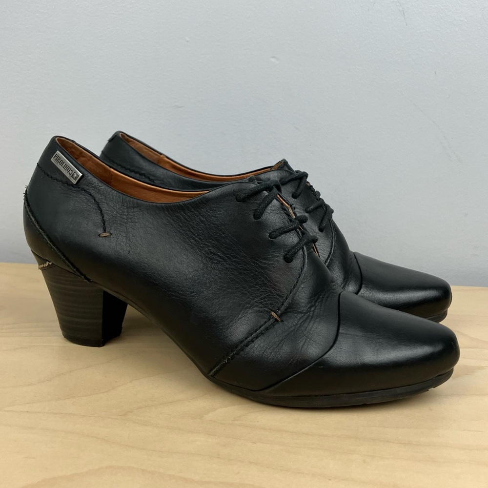 Pikolinos Women’s Size 37 / 6.5-7 Black Leather Heeled Ankle Booties Lace Up